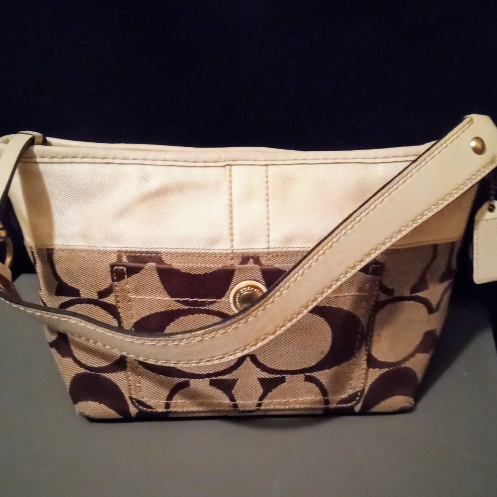 Coach Tan and Brown Shoulder Bag
